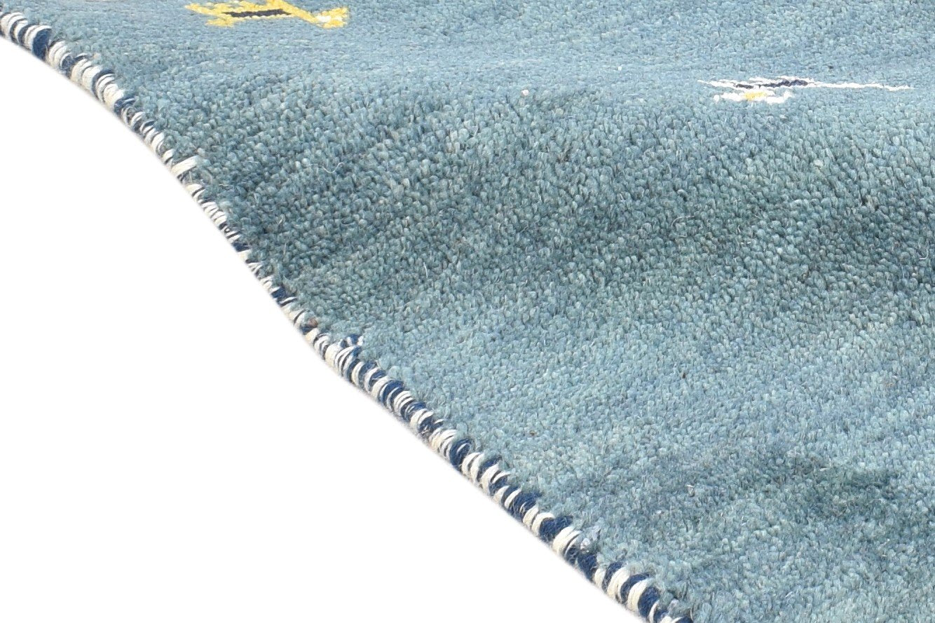 Wool Blue Rug 1' X 2' Southwestern Hand Knotted American Tribal Small Carpet   7865085493397