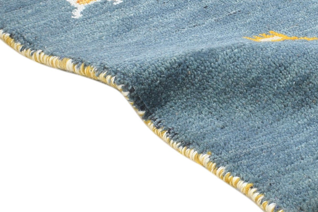 Wool Blue Rug 1' X 2' Tribal Hand Knotted Gabbeh Southwestern Small Carpet   7864498552981
