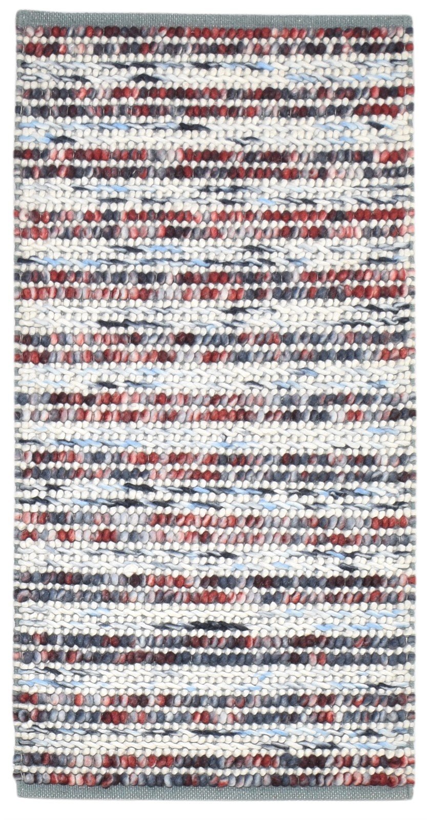 Wool Blue Rug 2'6 X 5' Modern Hand Woven Bohemian Striped Small Carpet   7864932466837
