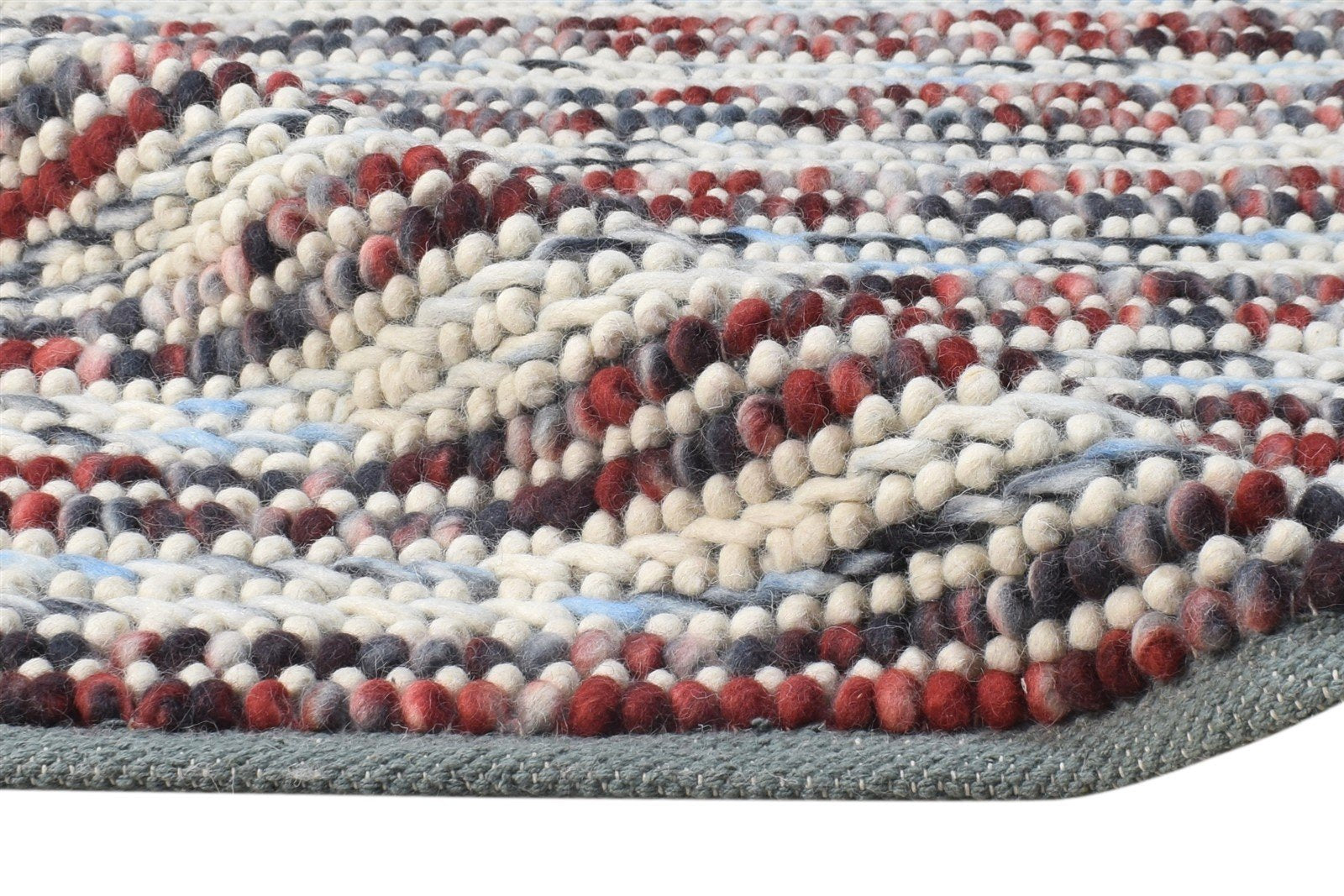 Chelsy Wool Blue Rug 2'6 X 5' Modern Hand Woven Bohemian Striped   7864932466837