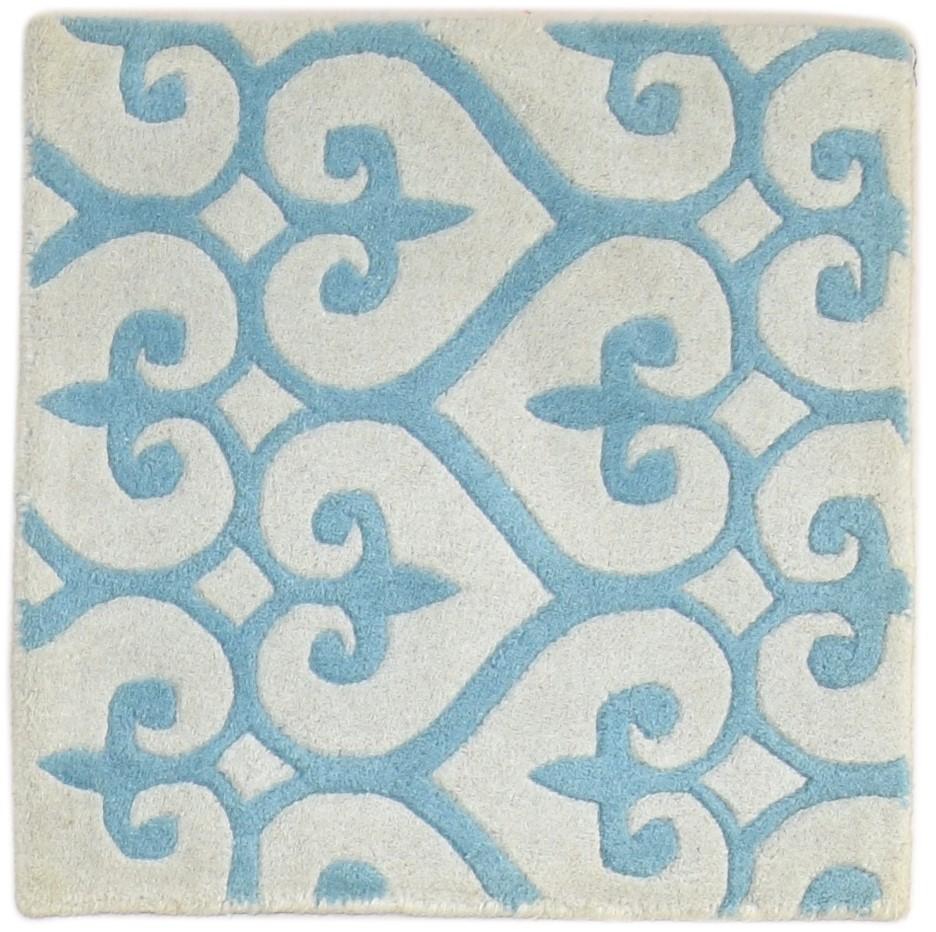 Wool Blue Rug 2' X 2' Modern Hand Tufted Moroccan Floral Small Carpet   7864125620373