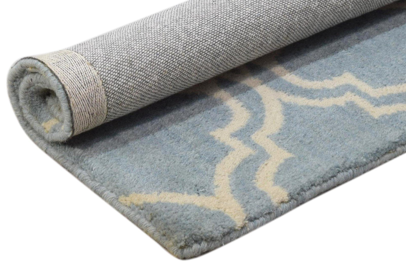 Wool Blue Rug 2' X 2' Modern Hand Tufted Moroccan Trellis 2'2"X2'2" Carpet   7860696514709