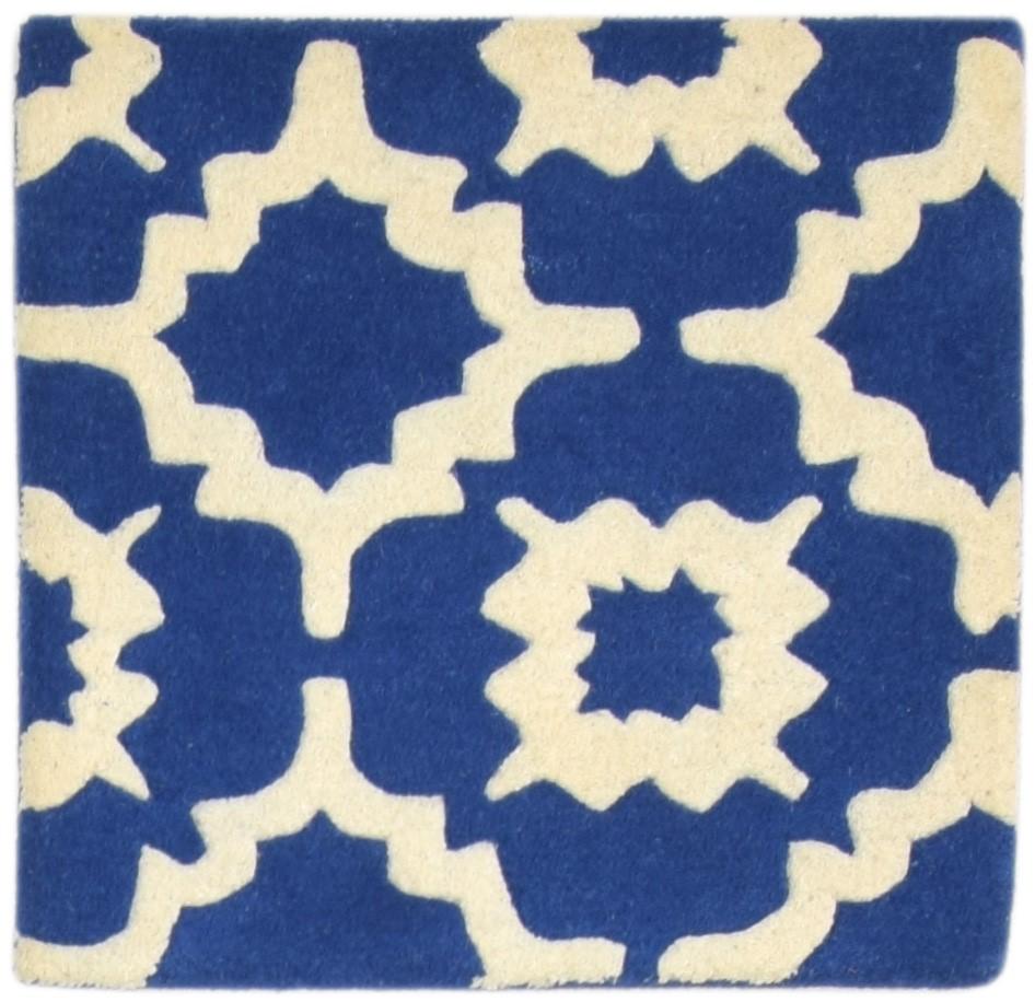 Wool Blue Rug 2' X 2' Modern Hand Tufted Moroccan Trellis Small Carpet   7864131485845
