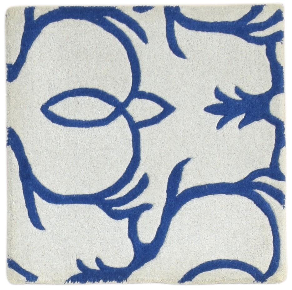 Wool Blue Rug 2' X 2' Modern Hand Tufted Moroccan Trellis Small Carpet   7864127783061