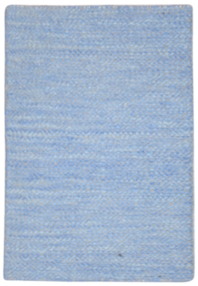 Wool Blue Rug 2' X 3' Modern Dhurrie Scandinavian Nordic Small Carpet   7865013010581