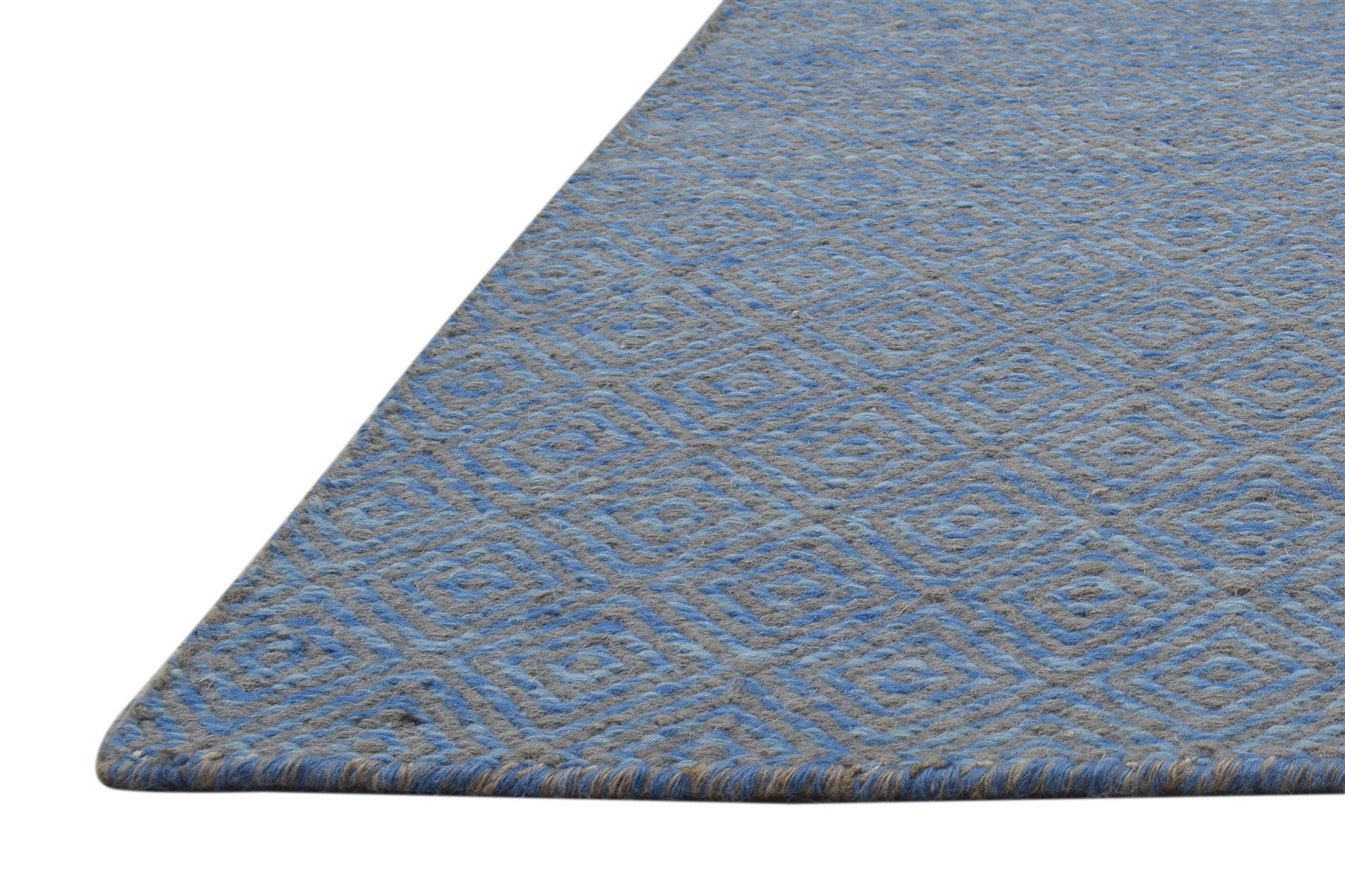 Wool Blue Rug 2' X 3' Modern Dhurrie Scandinavian Nordic Small Carpet   7865013010581