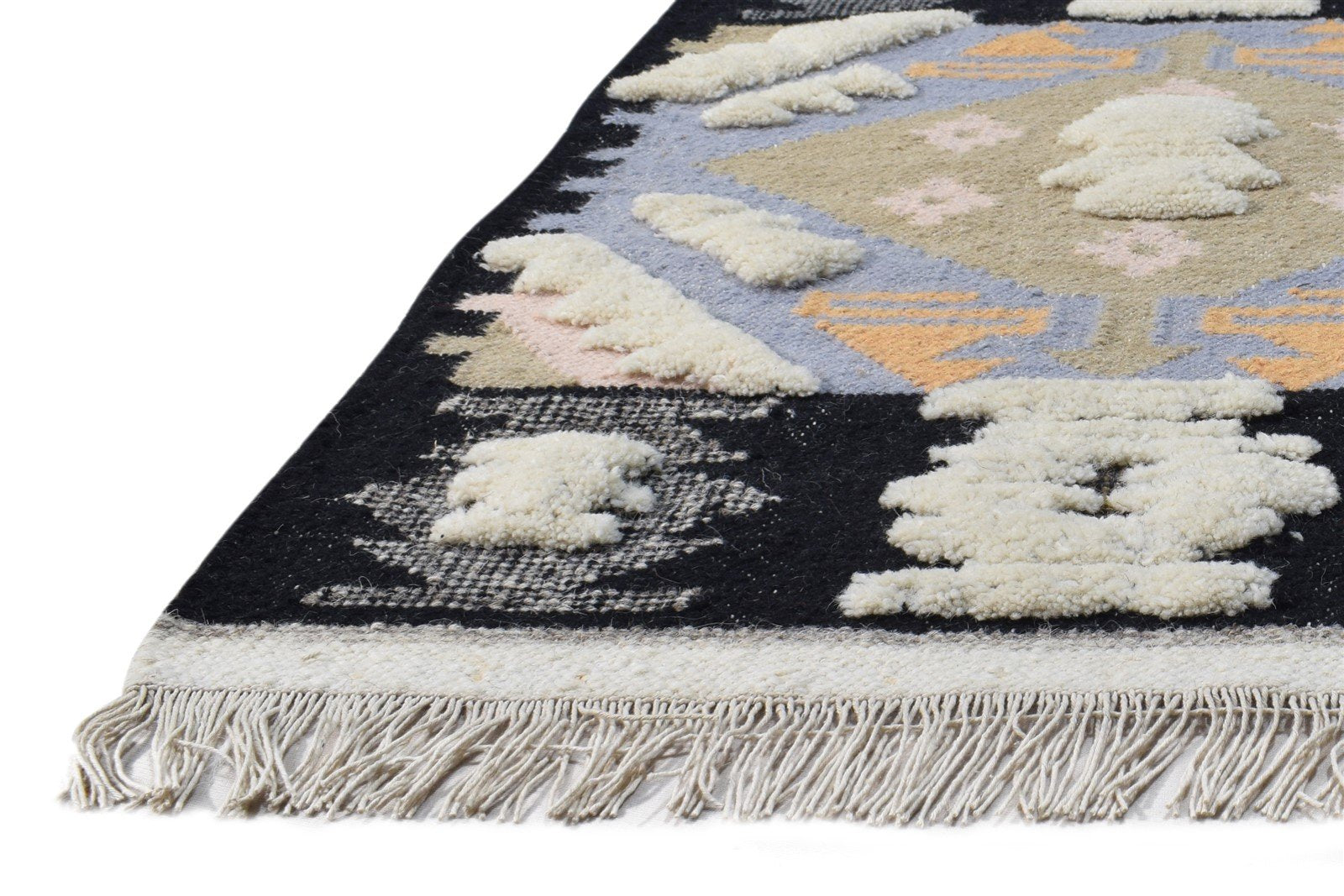 Wool Blue Rug 2' X 3' Southwestern Dhurrie American Tribal Small Carpet   7865081299093