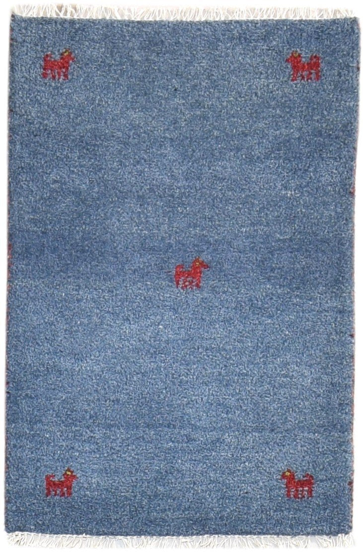 Wool Blue Rug 2' X 3' Southwestern Hand Knotted American Tribal Small Carpet   7865064259733