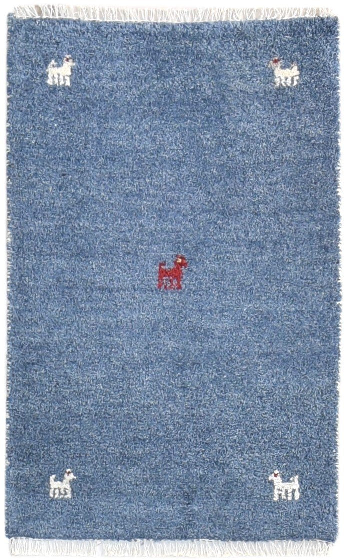 Wool Blue Rug 2' X 3' Southwestern Hand Knotted American Tribal Small Carpet   7865062097045