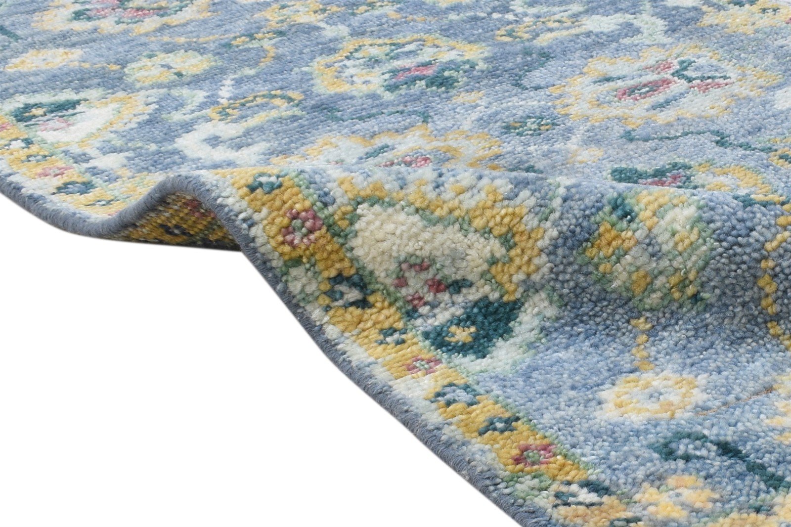 Wool Blue Rug 3' X 8' Persien Hand Knotted Oushak Oriental Small Runner   7865017598101