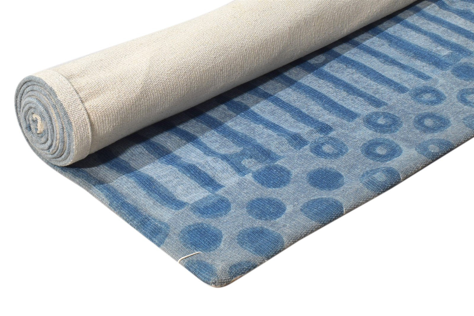Wool Blue Rug 4' X 6' Modern Dhurrie American Abstract Room Size Carpet   7864671076501