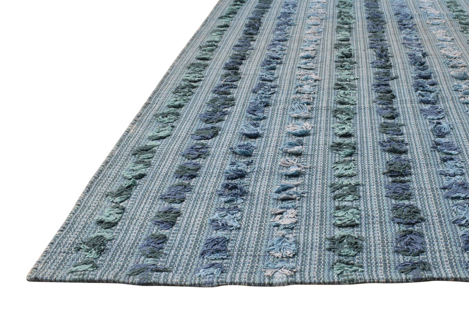 Wool Blue Rug 5' X 7' Modern Dhurrie American Abstract Room Size Carpet   7865163808917