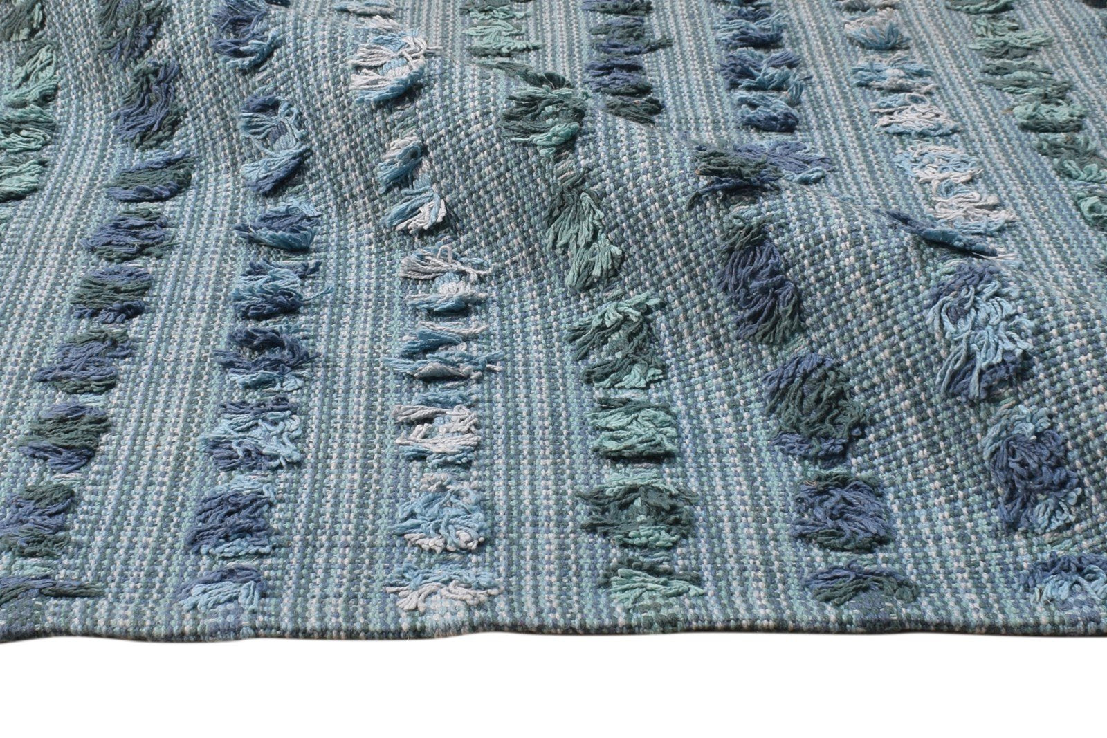 Wool Blue Rug 5' X 7' Modern Dhurrie American Abstract Room Size Carpet   7865163808917
