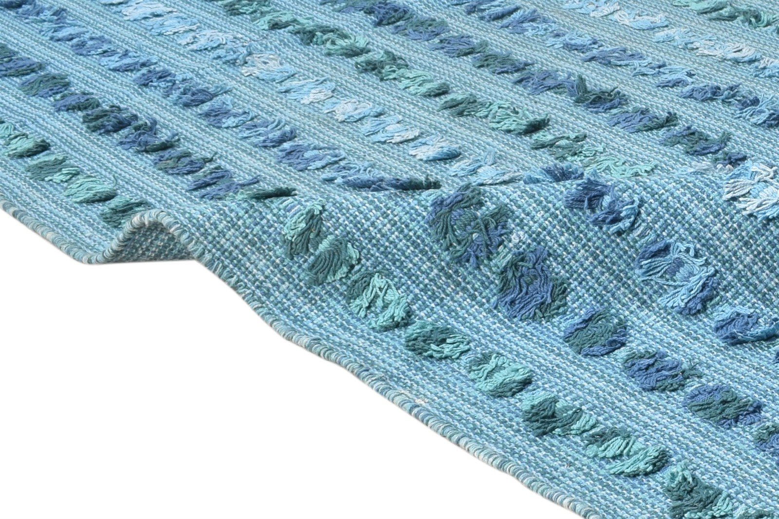 Wool Blue Rug 5' X 7' Modern Dhurrie American Abstract Room Size Carpet   7865163808917