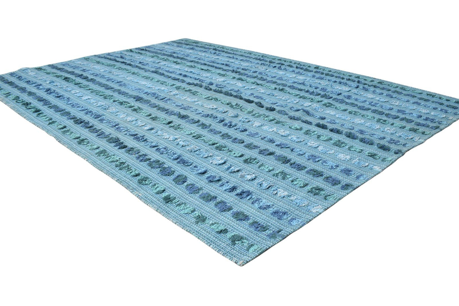 Wool Blue Rug 5' X 7' Modern Dhurrie American Abstract Room Size Carpet   7865163808917