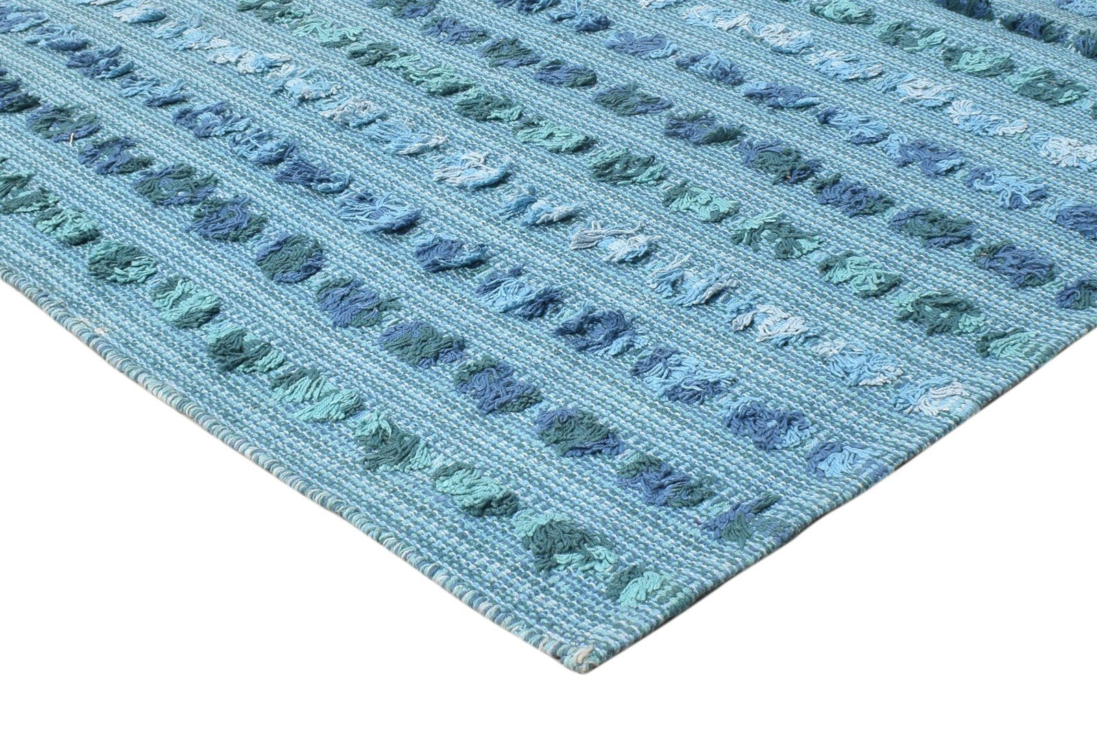 Wool Blue Rug 5' X 7' Modern Dhurrie American Abstract Room Size Carpet   7865163808917