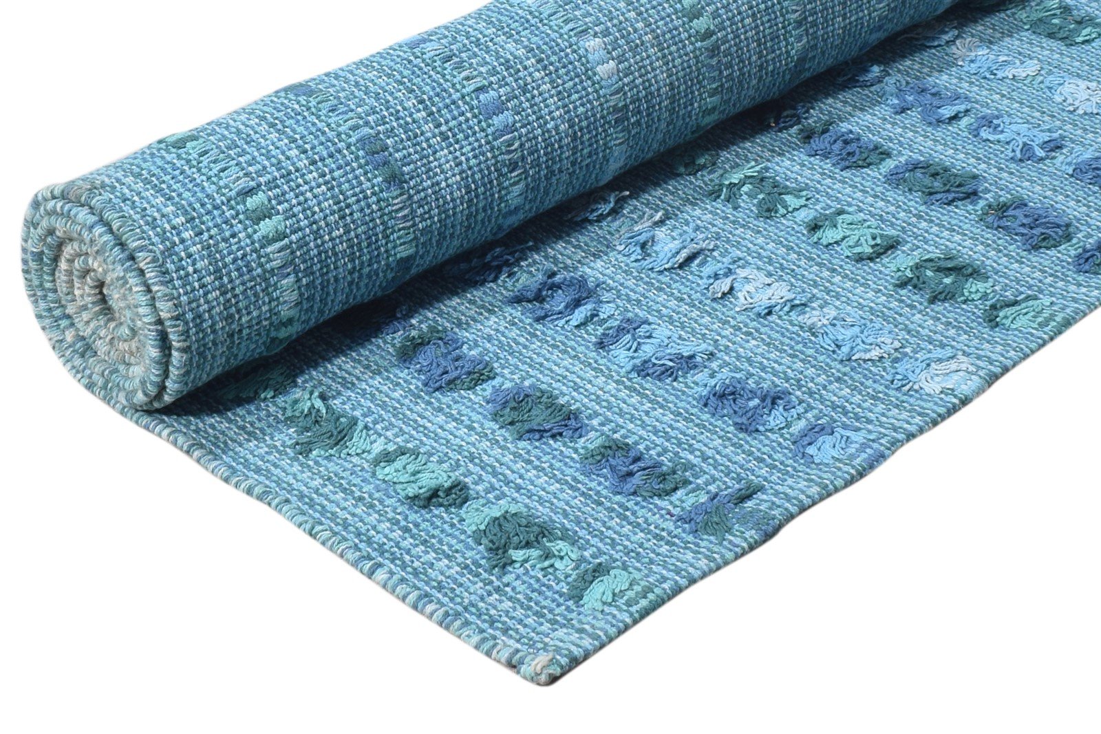 Wool Blue Rug 5' X 7' Modern Dhurrie American Abstract Room Size Carpet   7865163808917