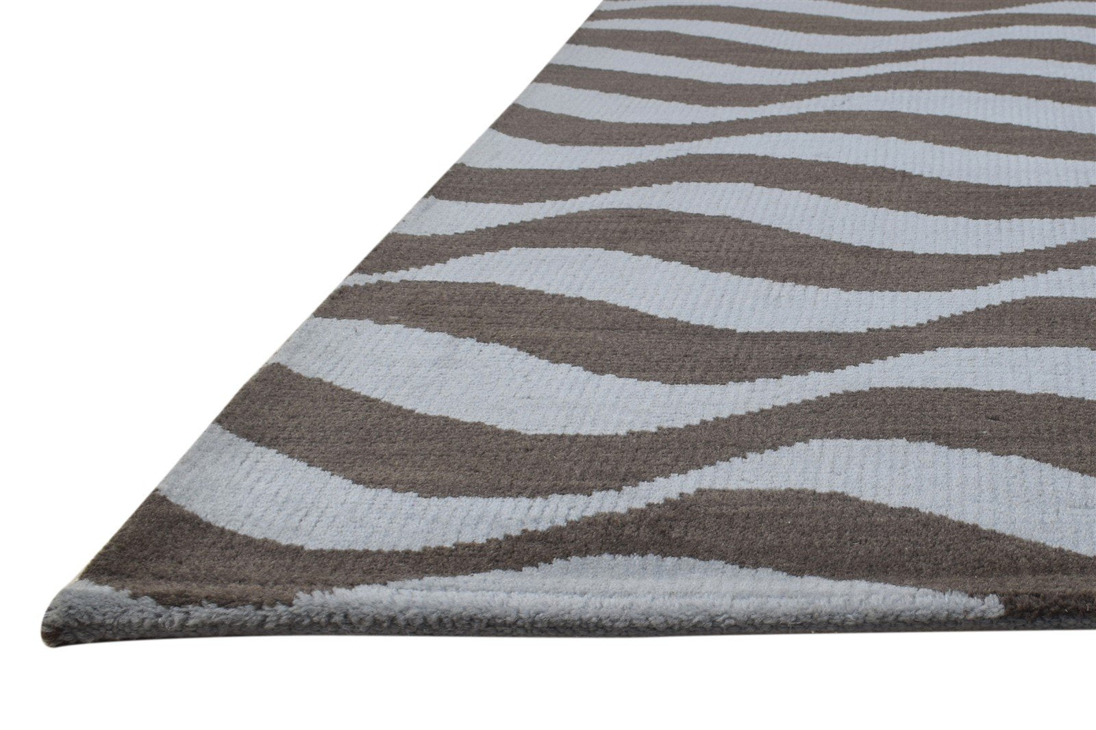 Wool Blue Rug 5' X 7' Modern Hand Knotted Scandinavian Swirls Room Size Carpet   7864412995733