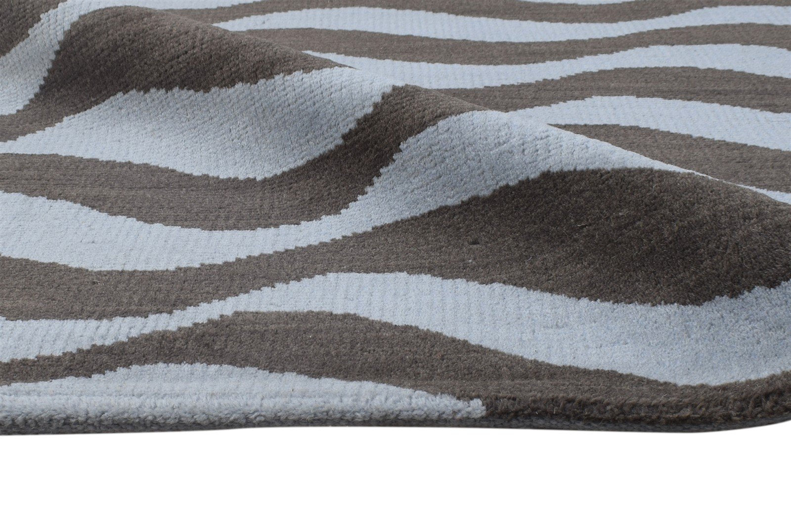 Wool Blue Rug 5' X 7' Modern Hand Knotted Scandinavian Swirls Room Size Carpet   7864412995733