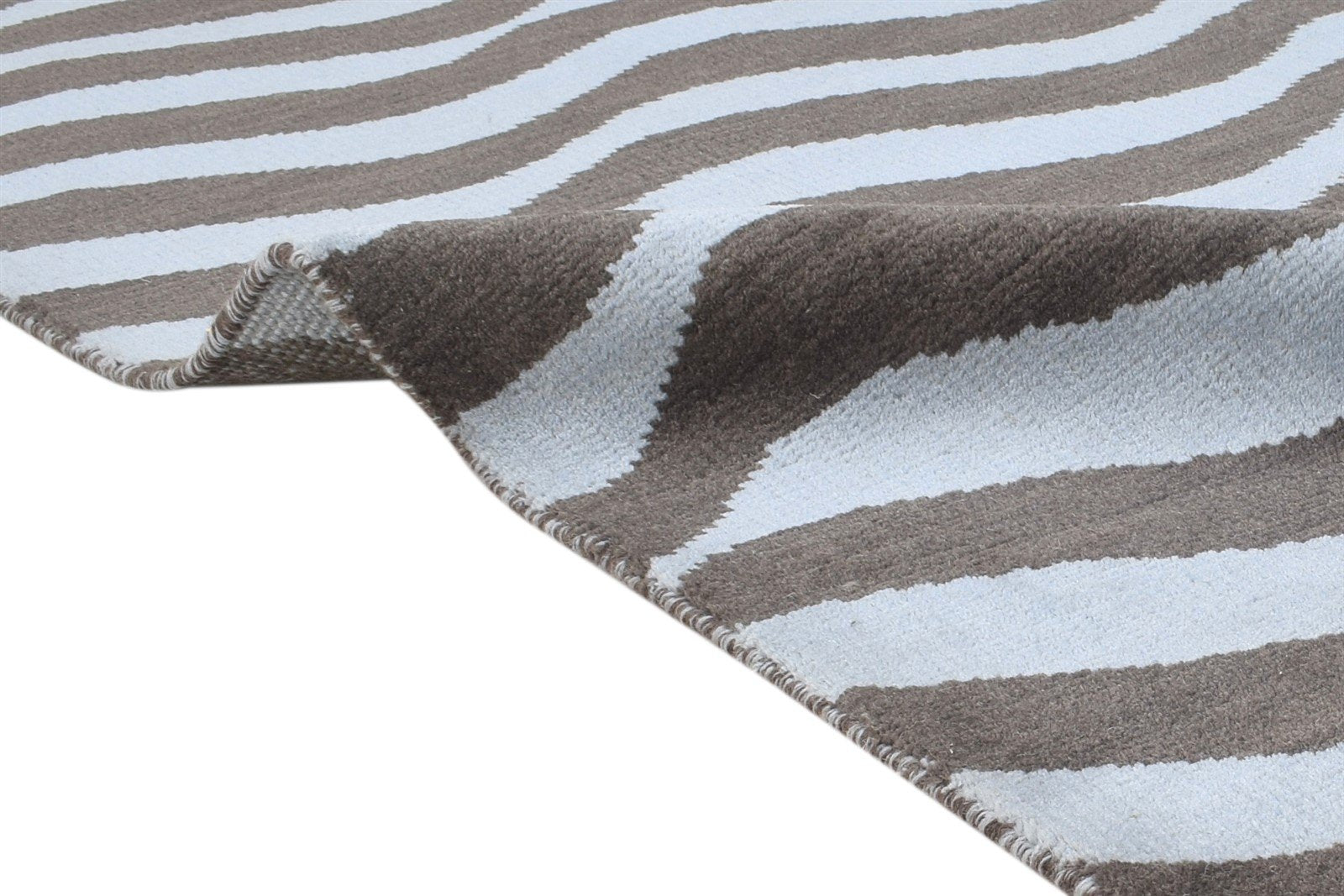 Wool Blue Rug 5' X 7' Modern Hand Knotted Scandinavian Swirls Room Size Carpet   7864412995733
