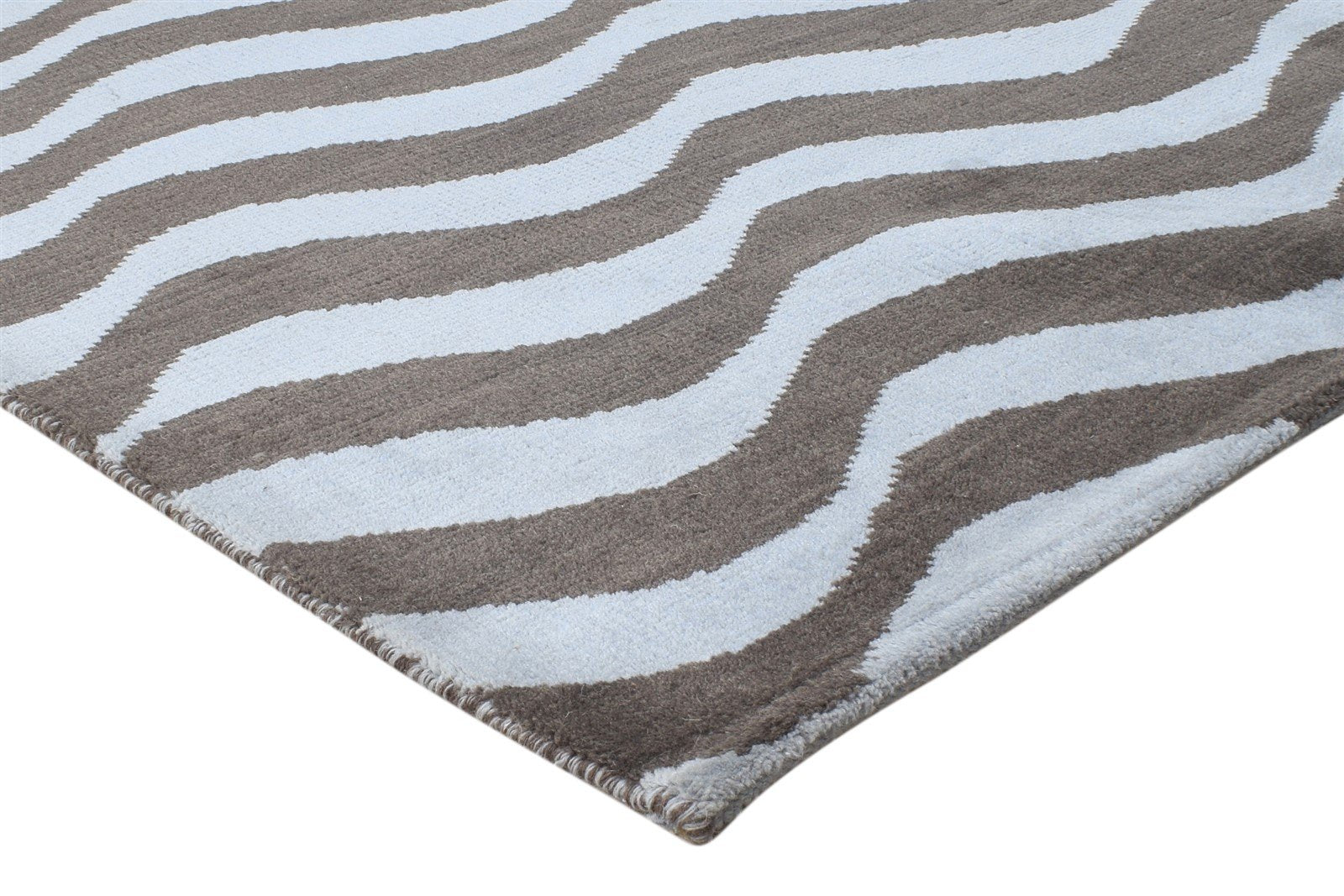 Wool Blue Rug 5' X 7' Modern Hand Knotted Scandinavian Swirls Room Size Carpet   7864412995733
