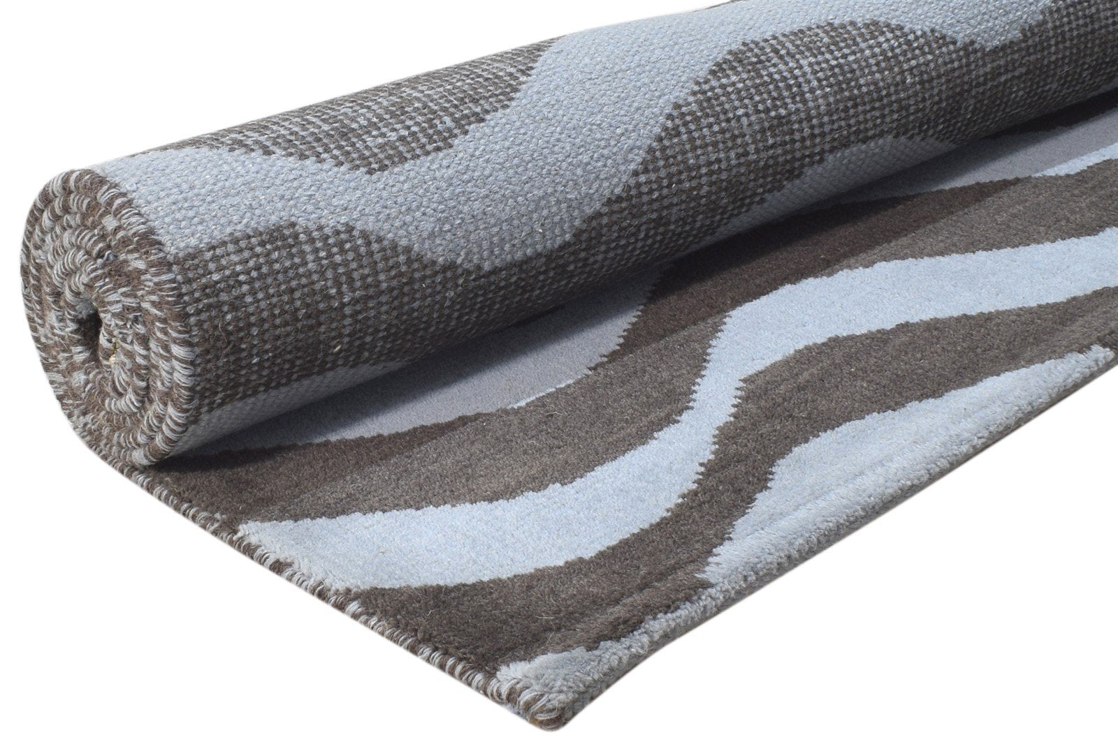 Wool Blue Rug 5' X 7' Modern Hand Knotted Scandinavian Swirls Room Size Carpet   7864412995733