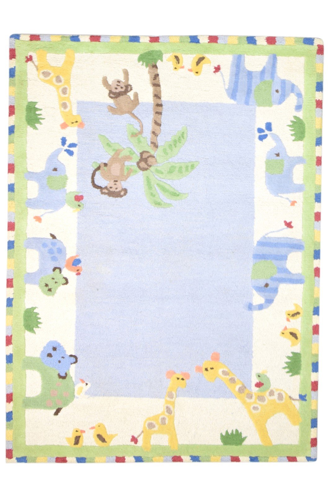 Wool Blue Rug 5' X 7' Modern Hand Tufted Indian Animal Print Room Size Carpet   7864096882837