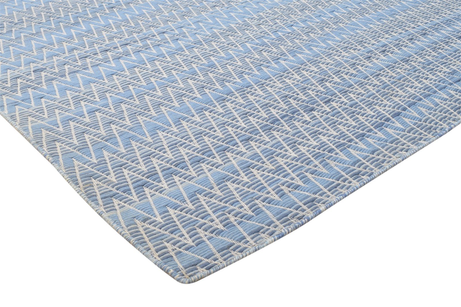 Wool Blue Rug 5' X 7' Modern Jacquard Loom Moroccan Chevron Room Size Carpet   7864164057237