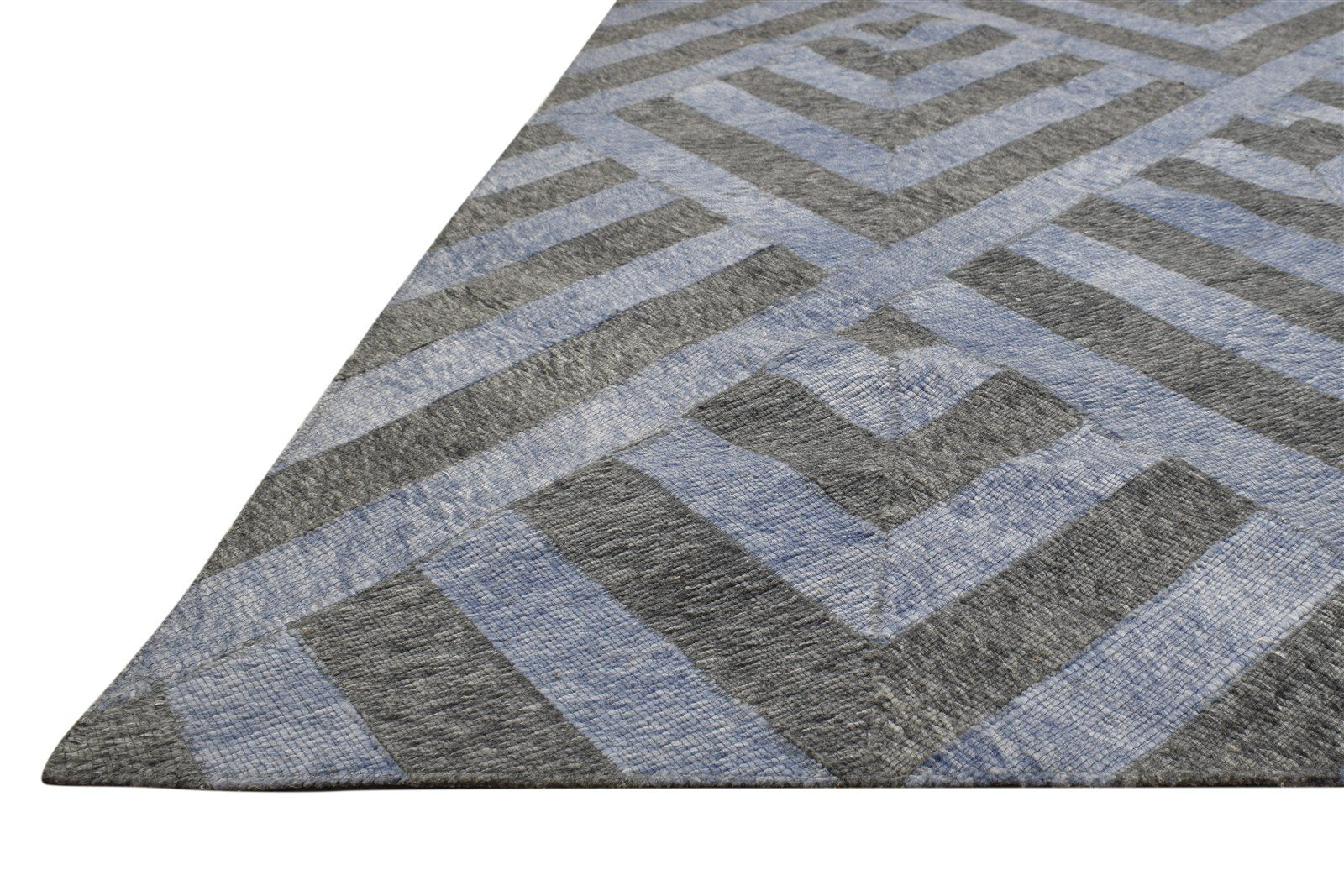 Wool Blue Rug 5' X 7' Modern Jacquard Loom Moroccan Geometric Room Size Carpet   7864164679829