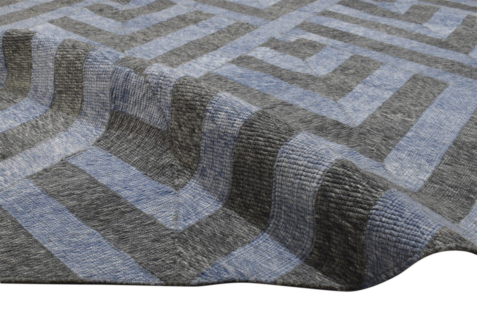 Wool Blue Rug 5' X 7' Modern Jacquard Loom Moroccan Geometric Room Size Carpet   7864164679829