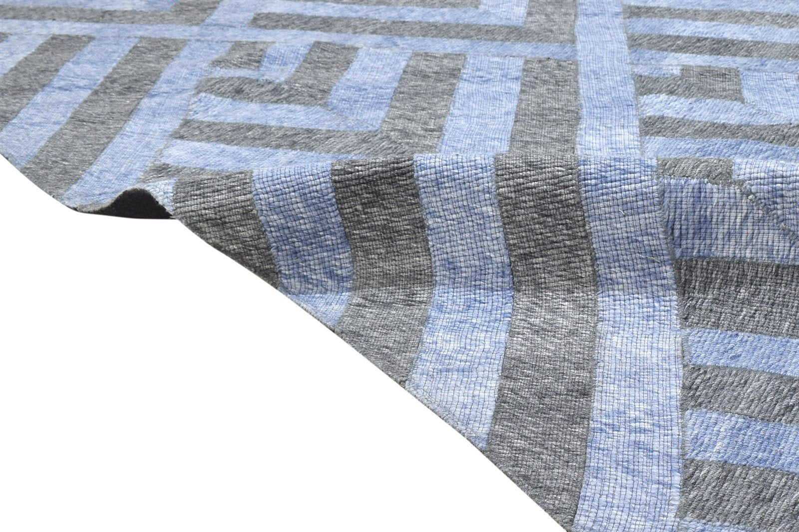 Wool Blue Rug 5' X 7' Modern Jacquard Loom Moroccan Geometric Room Size Carpet   7864164679829