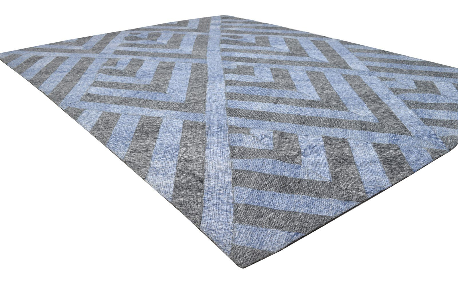 Wool Blue Rug 5' X 7' Modern Jacquard Loom Moroccan Geometric Room Size Carpet   7864164679829
