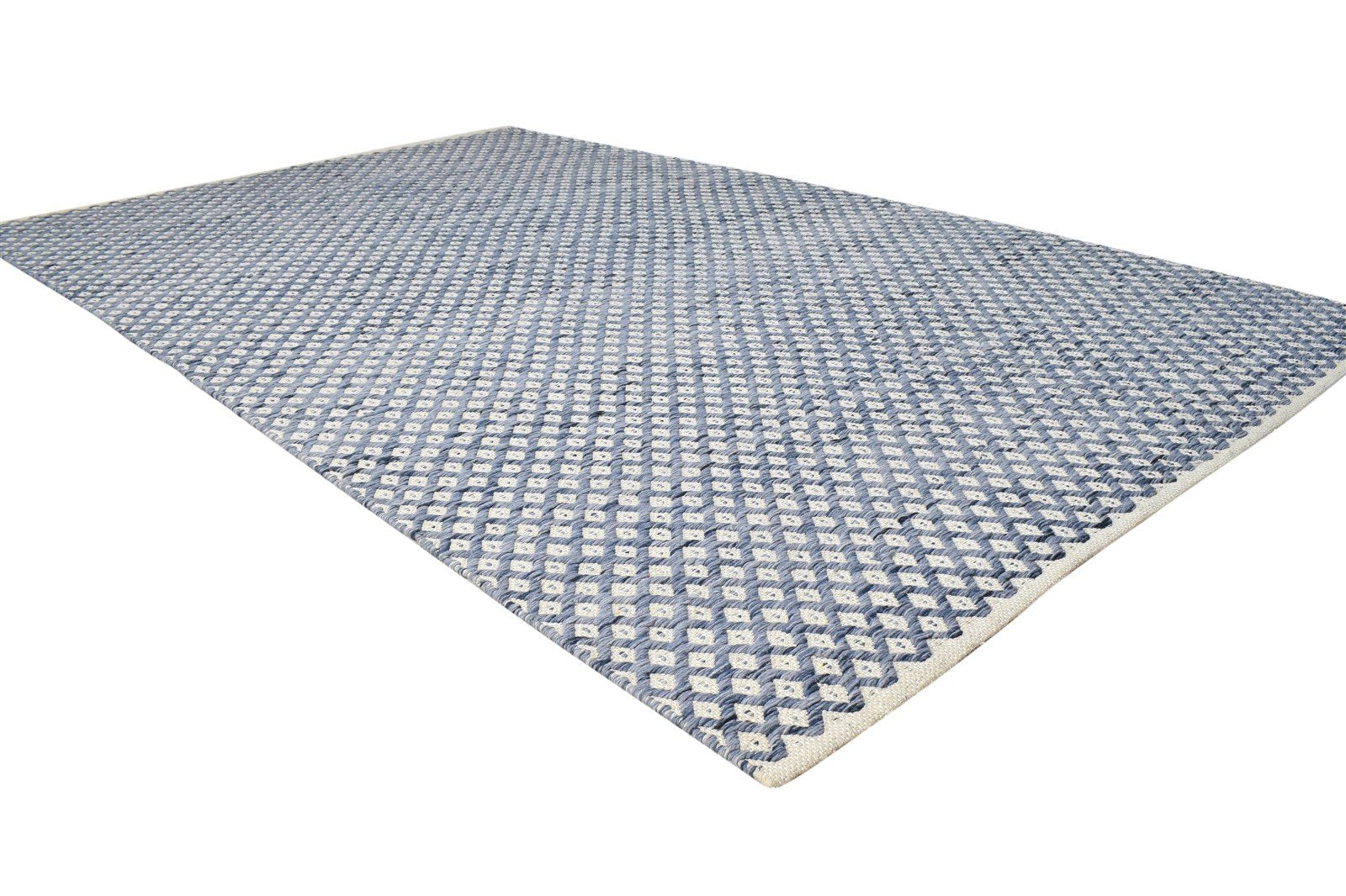 Wool Blue Rug 5' X 8' Modern Dhurrie Moroccan Trellis Room Size Carpet   7865005867157