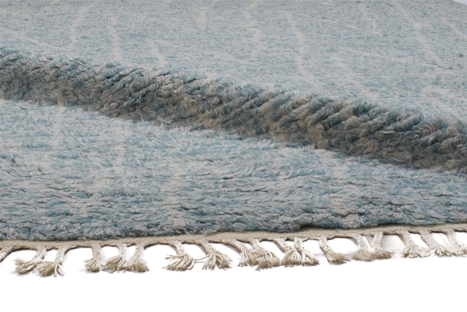 Wool Blue Rug 5' X 8' Modern Hand Knotted Moroccan Abstract Room Size Carpet   7864157503637
