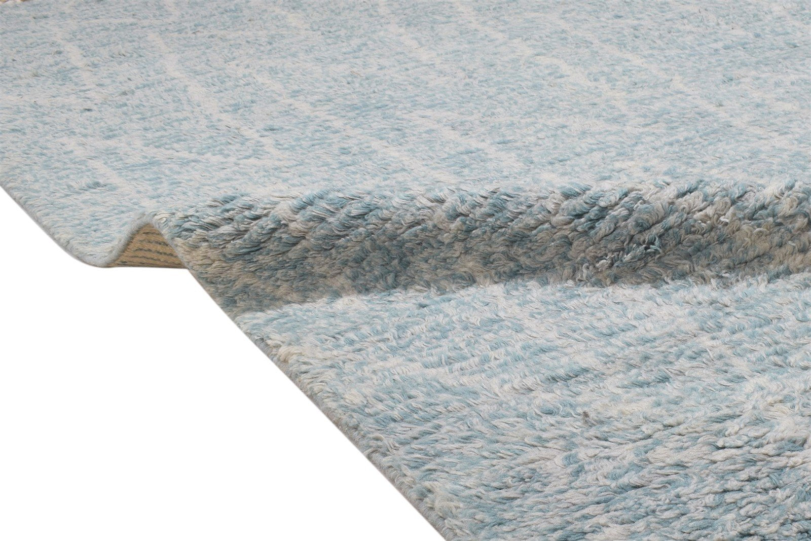 Wool Blue Rug 5' X 8' Modern Hand Knotted Moroccan Abstract Room Size Carpet   7864157503637