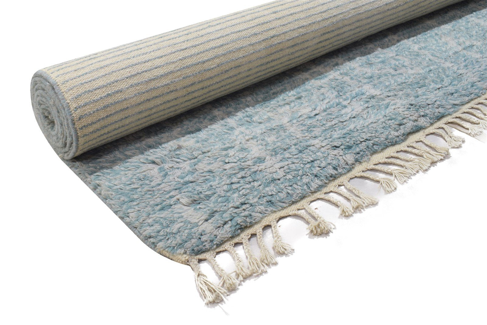 Wool Blue Rug 5' X 8' Modern Hand Knotted Moroccan Abstract Room Size Carpet   7864157503637