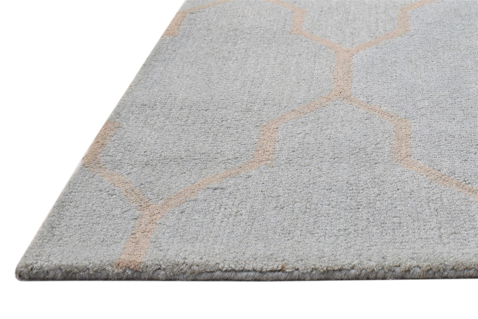 Wool Blue Rug 5' X 8' Modern Hand Tufted Moroccan Trellis Room Size Carpet   7864097505429