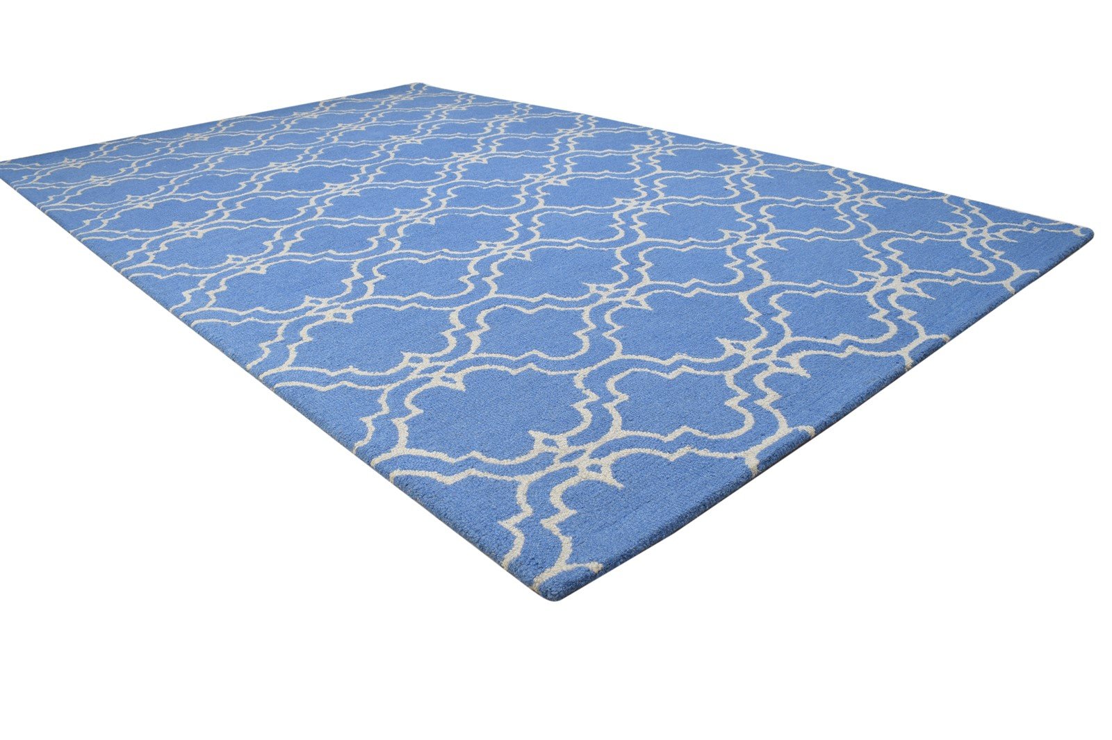 Wool Blue Rug 5' X 8' Modern Hand Tufted Moroccan Trellis Room Size Carpet   7864266129557