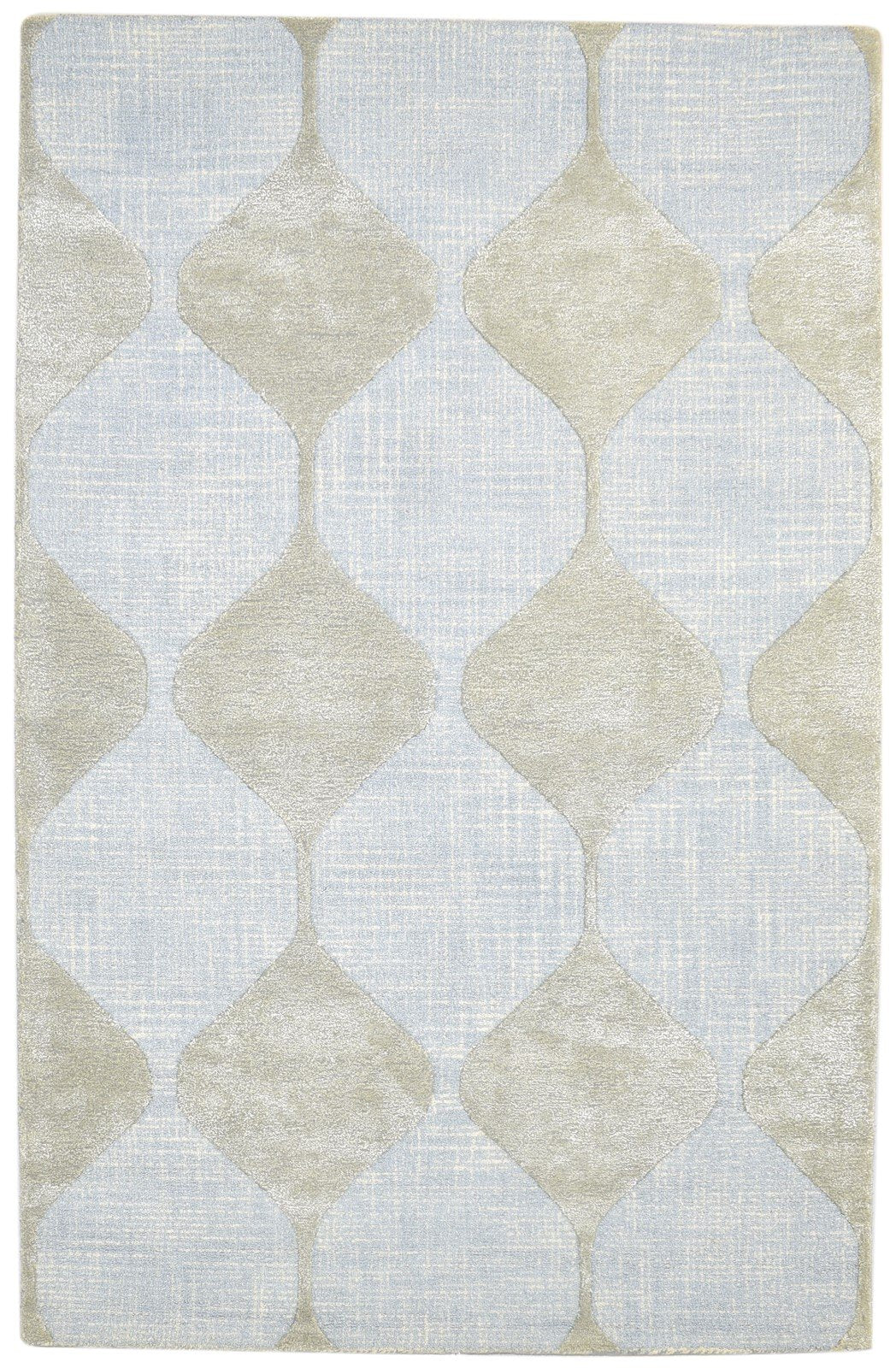 Wool Blue Rug 5' X 8' Modern Hand Tufted Scandinavian Circles Room Size Carpet   7864093474965