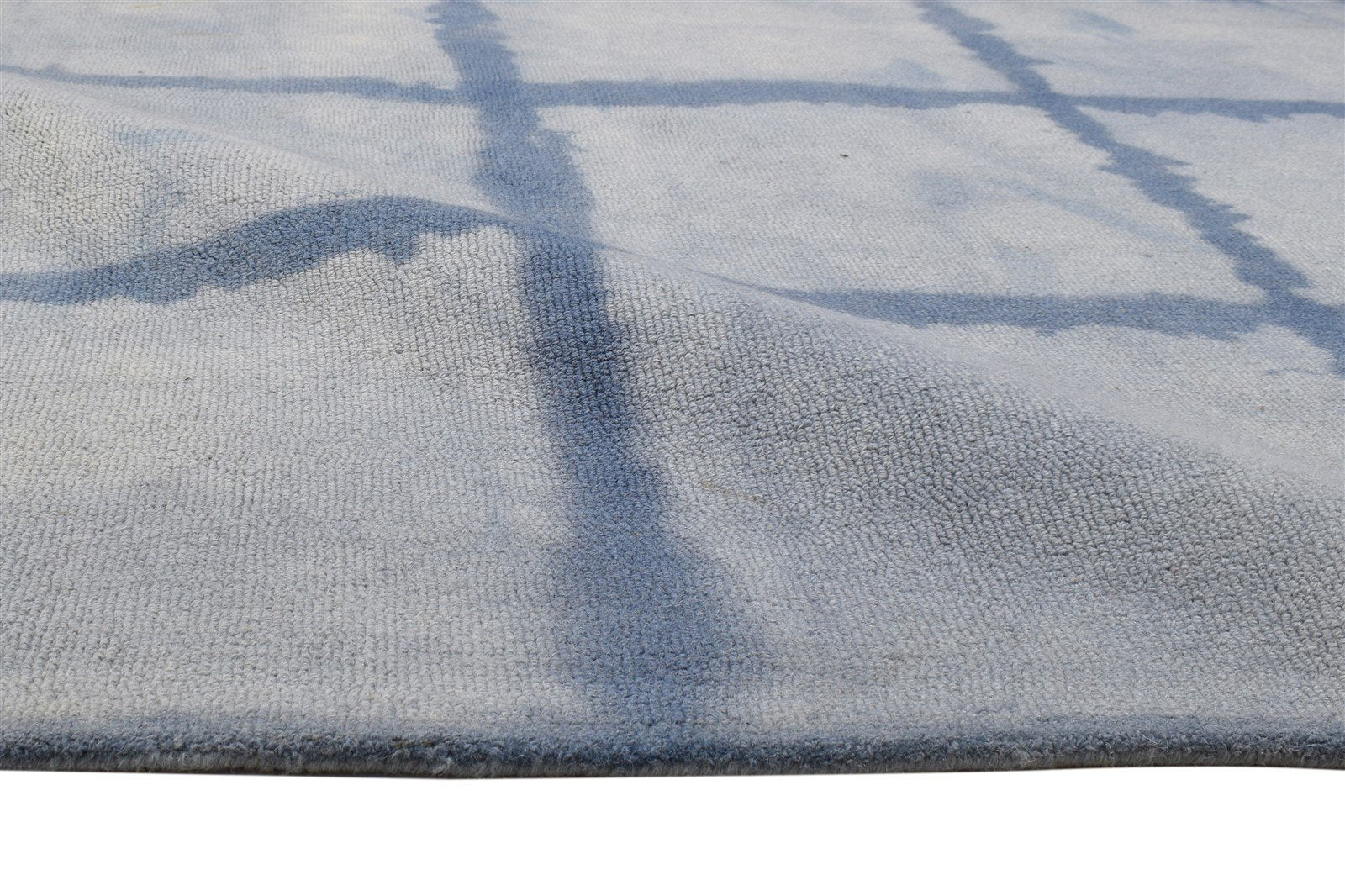 Wool Blue Rug 5' X 8' Modern Hand Tufted Shibori Tie Dye Room Size Carpet   7864284250261