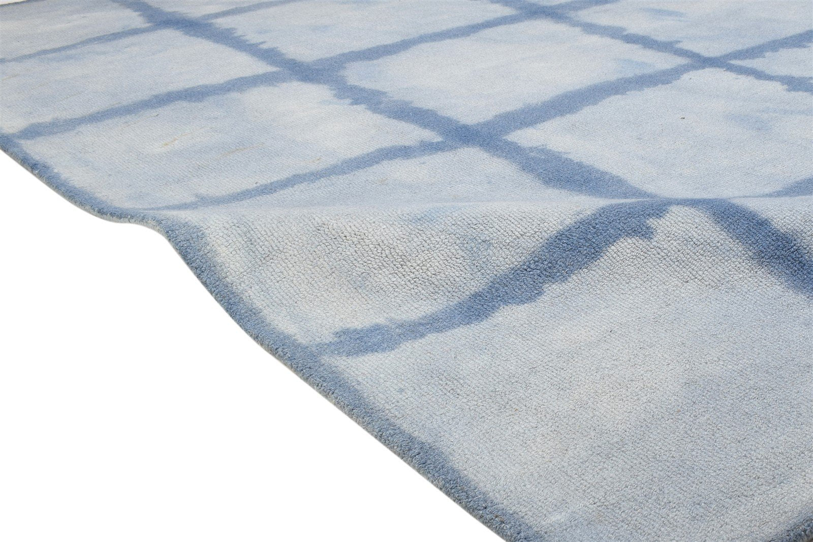 Wool Blue Rug 5' X 8' Modern Hand Tufted Shibori Tie Dye Room Size Carpet   7864284250261