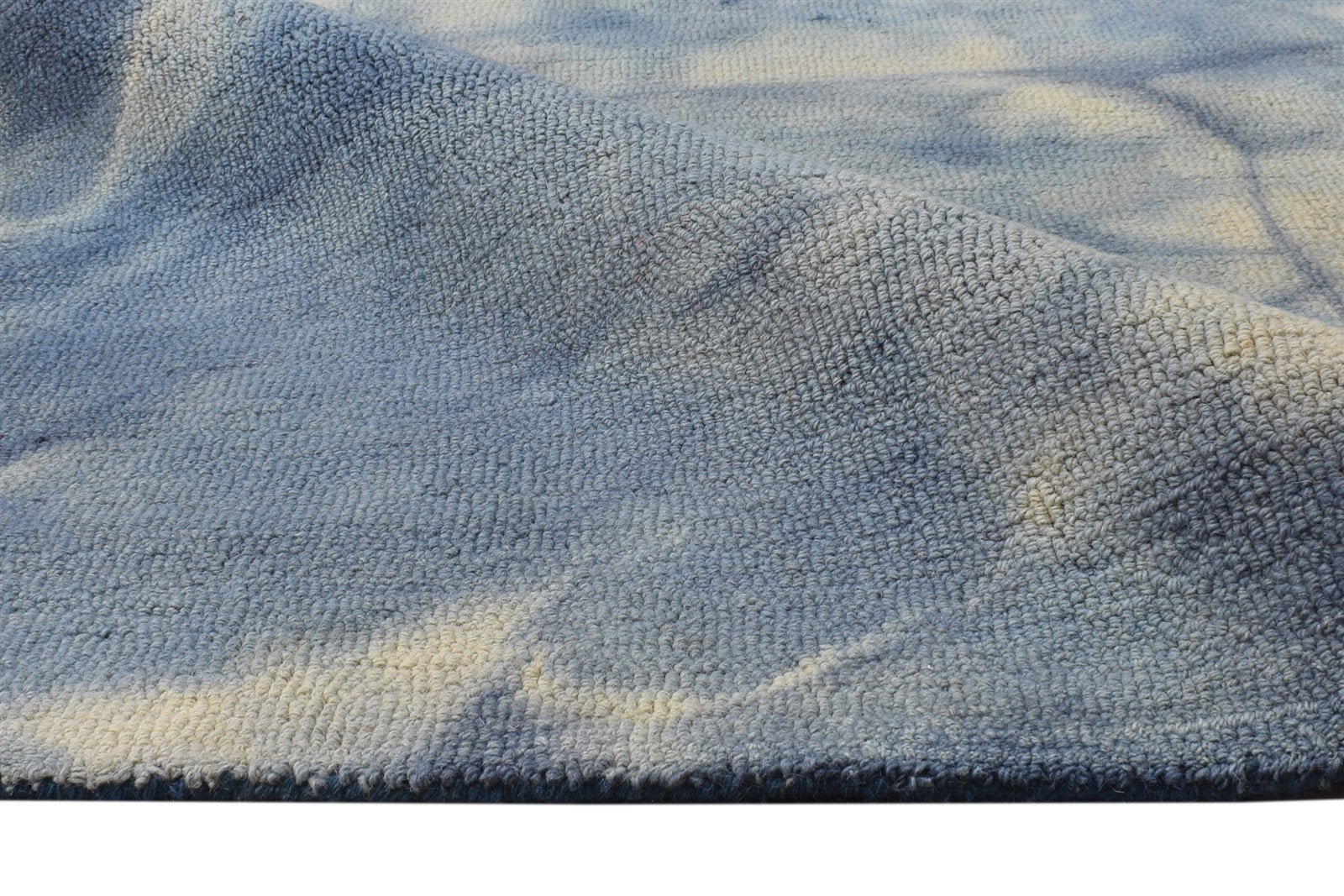 Wool Blue Rug 5' X 8' Modern Hand Tufted Shibori Tie Dye Room Size Carpet   7865204474005