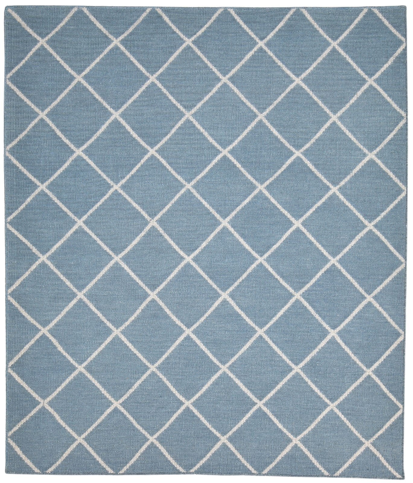 Wool Blue Rug 6' X 8' Modern Dhurrie Moroccan Diamond Large Carpet   7864815779989