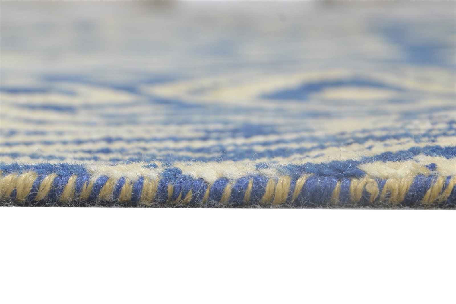 Wool Blue Rug 6' X 9' Transitional Hand Knotted European Ikat Room Size Carpet   7864615174293
