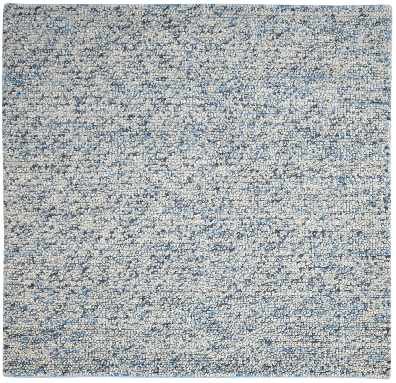 Wool Blue Rug 7' X 7' Modern Hand Woven Scandinavian Solid Large Carpet   7864918311061