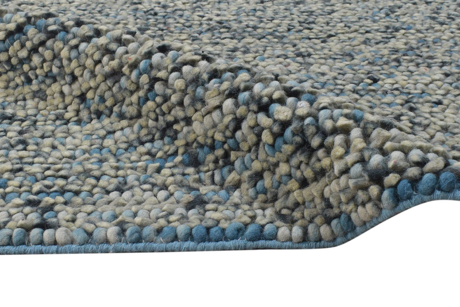 Wool Blue Rug 7' X 7' Modern Hand Woven Scandinavian Solid Large Carpet   7864918311061