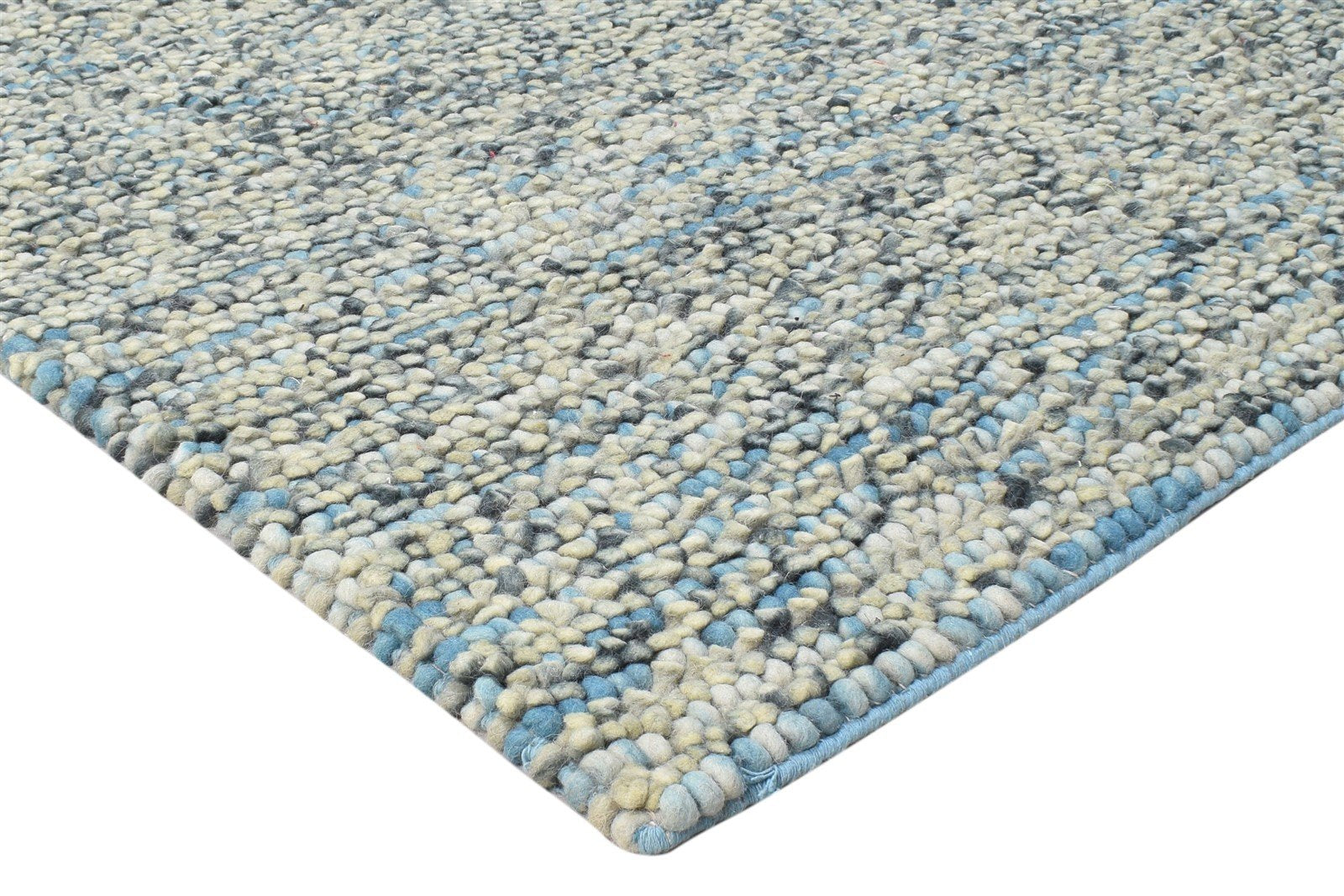 Wool Blue Rug 7' X 7' Modern Hand Woven Scandinavian Solid Large Carpet   7864918311061