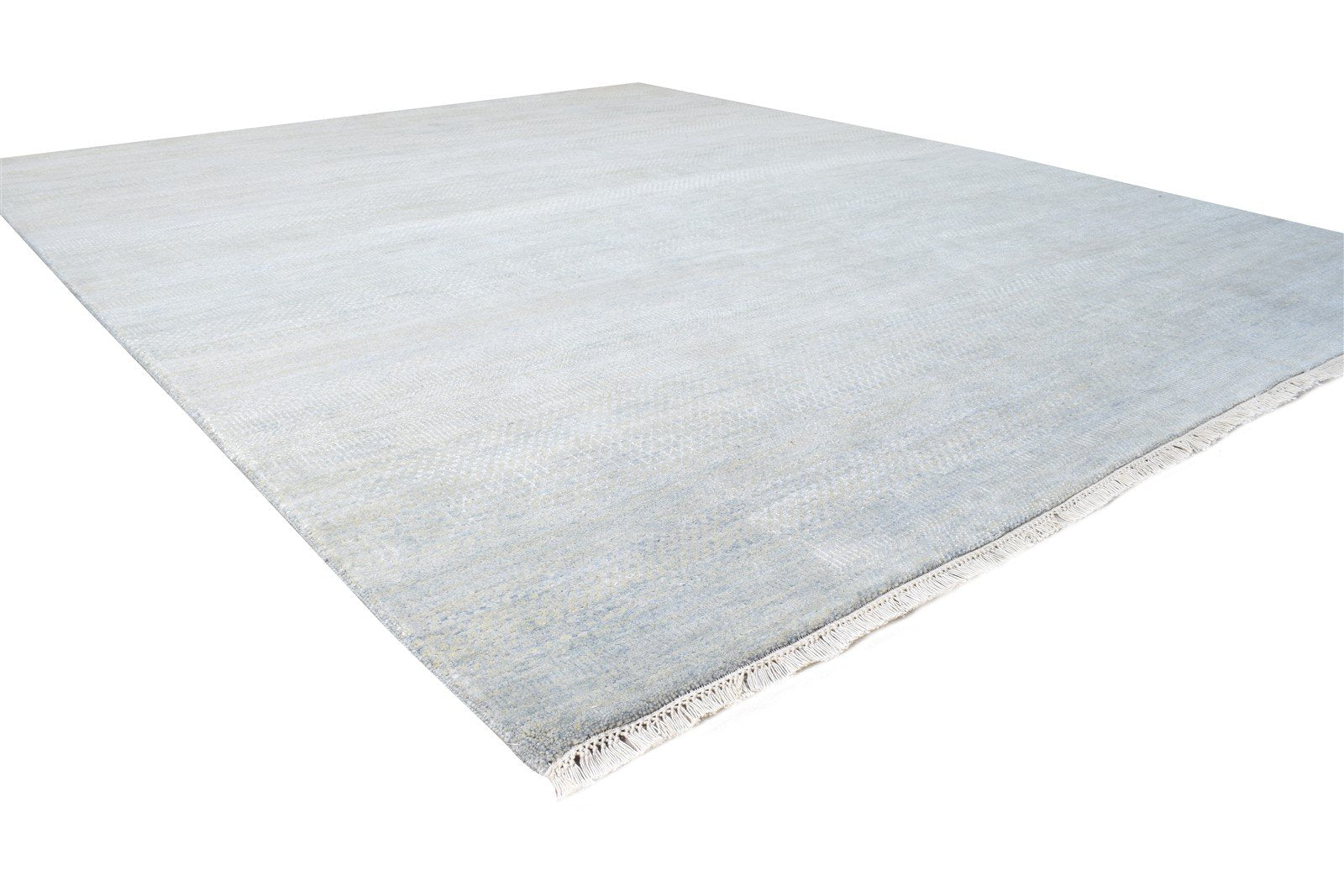 Wool Blue Rug 8' X 10' Modern Hand Knotted Agra Grass Trellis Large Carpet   7864610128021