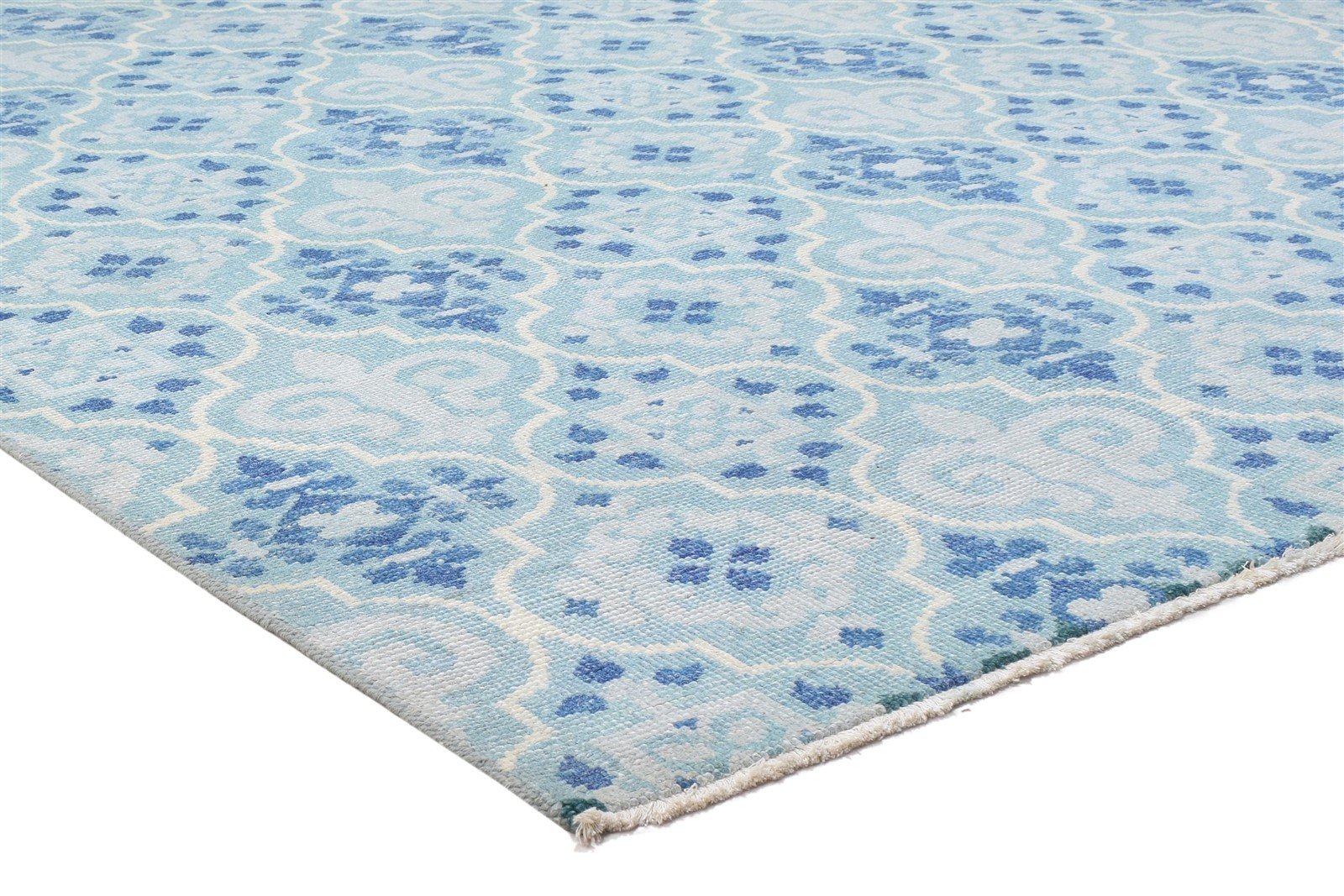 Wool Blue Rug 8' X 10' Modern Hand Knotted Moroccan Trellis Large Carpet   7864170217621