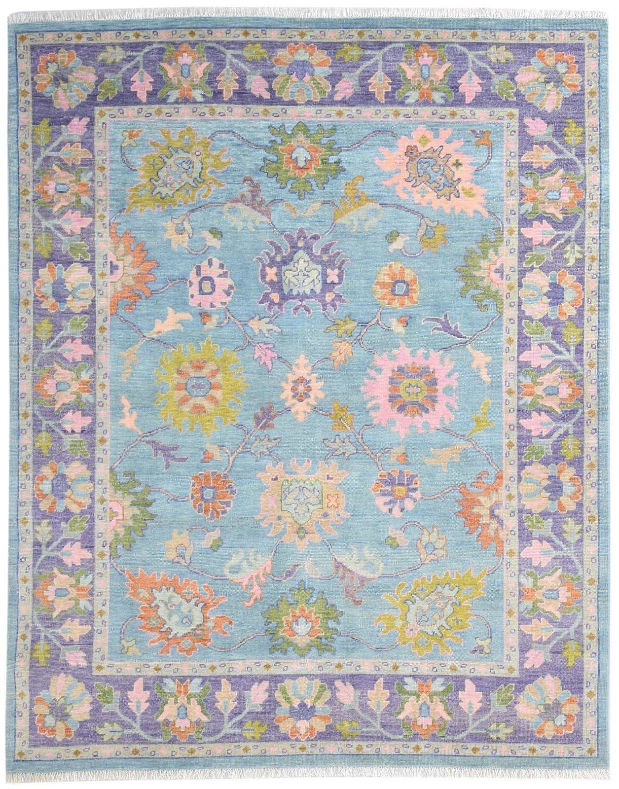 Wool Blue Rug 8' X 10' Persian Hand Knotted Oushak Oriental Large Carpet   7864625266837